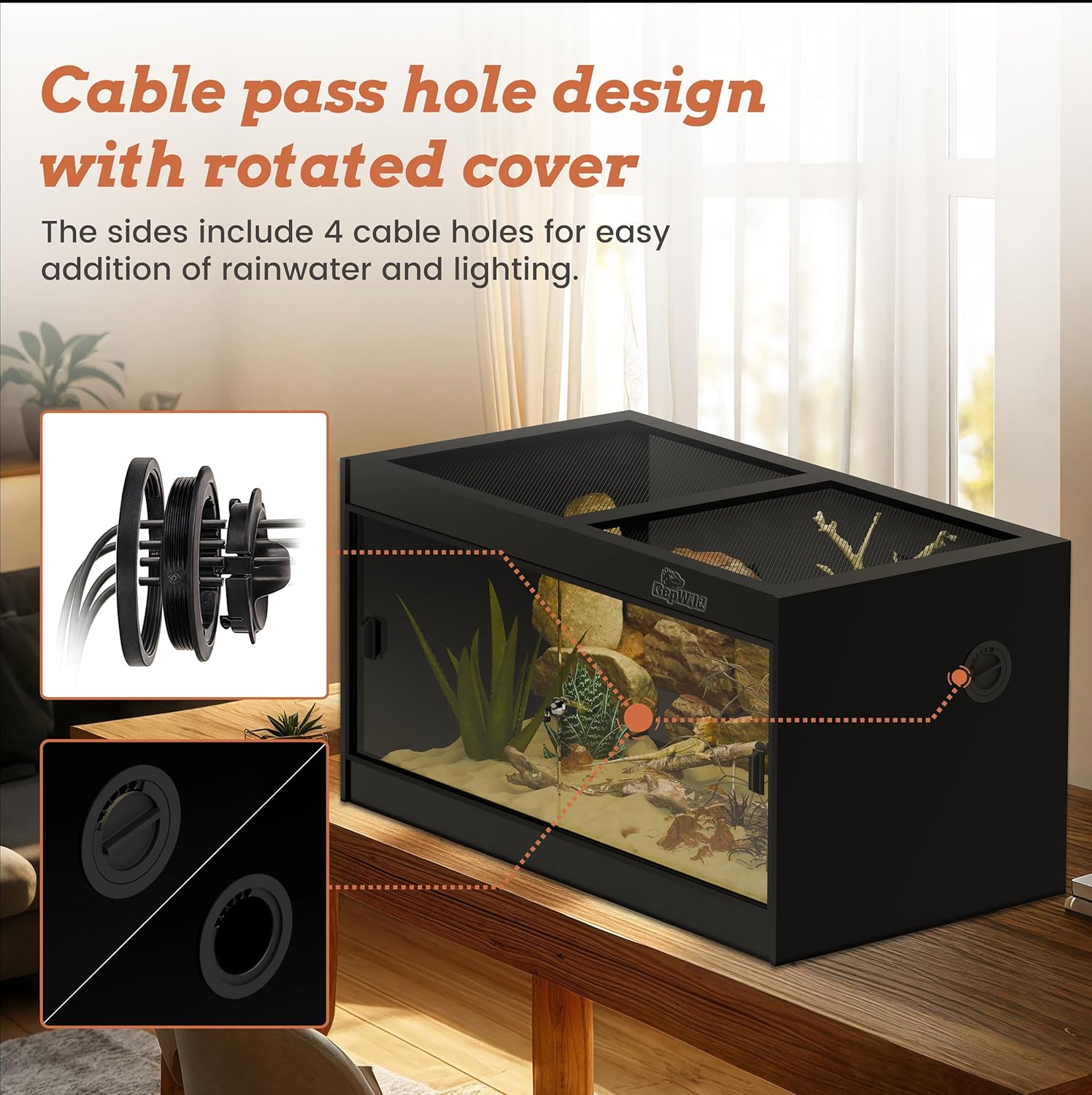 4x2x2 (120 Gallon) PVC Reptile Enclosure, RepWild Terrarium/Tank with Heavy-Duty Screen Top, Glass Sliding Doors & Lock for Bearded Dragons, Ball Python, Geckos, Lizards - FurryFun