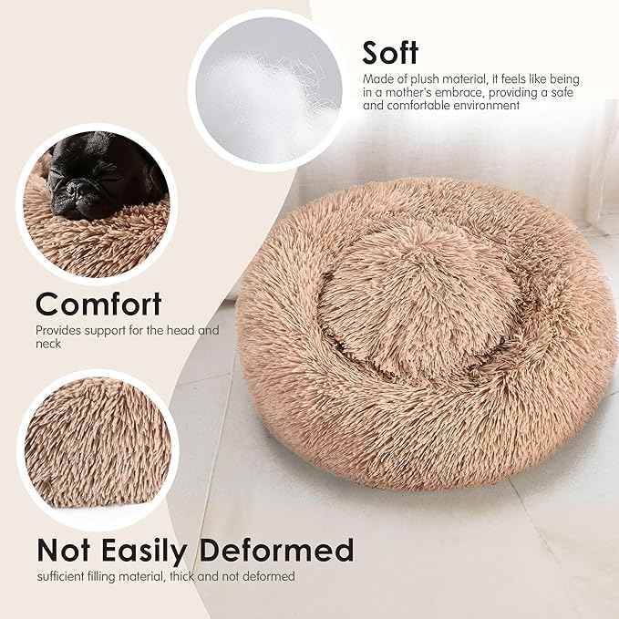Extra Large Dog Beds, 36 Inch Human Dog Anxiety Relief Comfort Bed, Indestructible & Chew Proof Pet Beds (Camel)