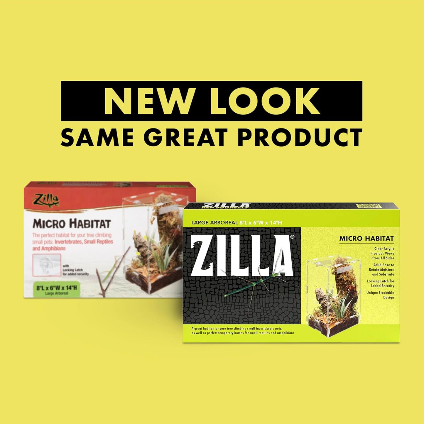 Zilla Micro Habitat Terrarium, Arboreal, with Locking Latch, for Isopods, Spiders, Insects, Large - FurryFun
