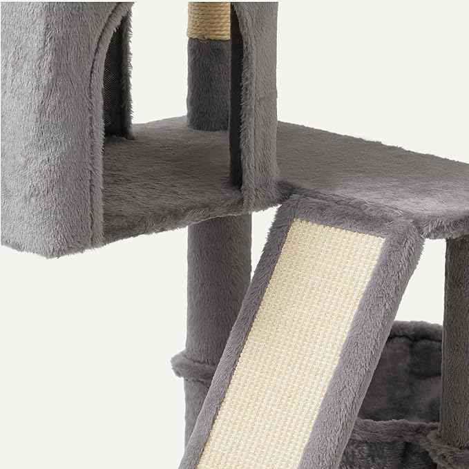 Amazon Basics Indoor Cat & Kittens Multi-Level Climbing Activity Tower with Scratching Posts, FSC Certified, 60.1" (152.7cm) H, Grey
