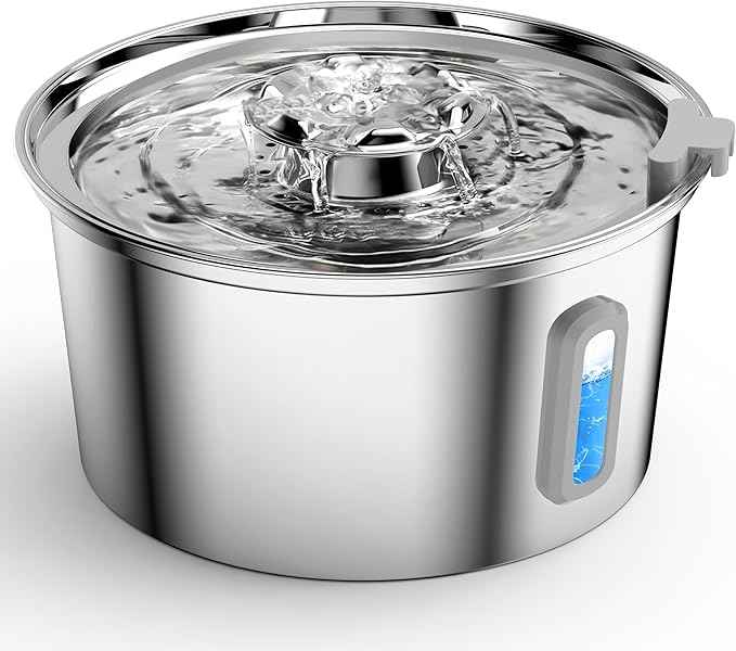 Cat Water Fountain,3.2L/108oz Cat Fountain with Water Level Window,Stainless Steel Pet Water Drinking Fountain for Cats Inside,Quiet Pump for Dogs and Cats(with Water Level Window)