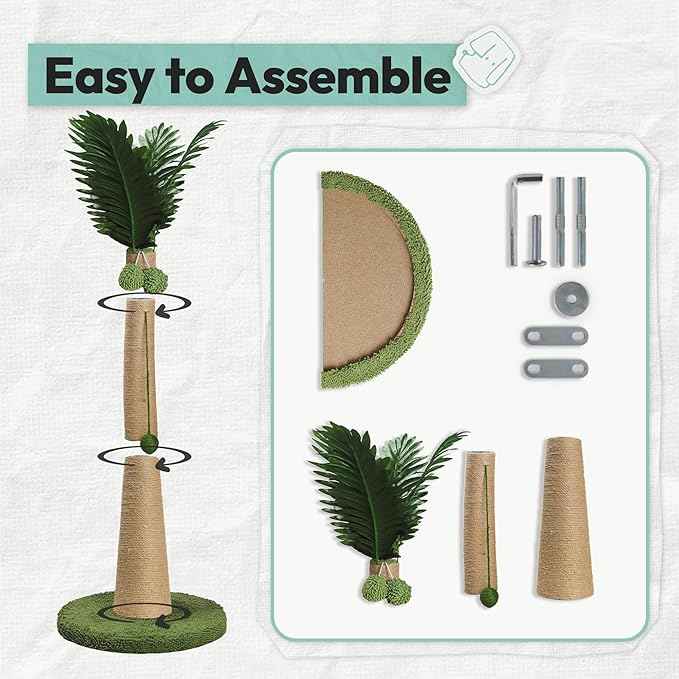 Cat Scratching Post 33 Inch with Hanging Balls, Cat Scratcher for Indoor Kittens, Ultra Stable Base, Paw-Friendly Jute Material, S