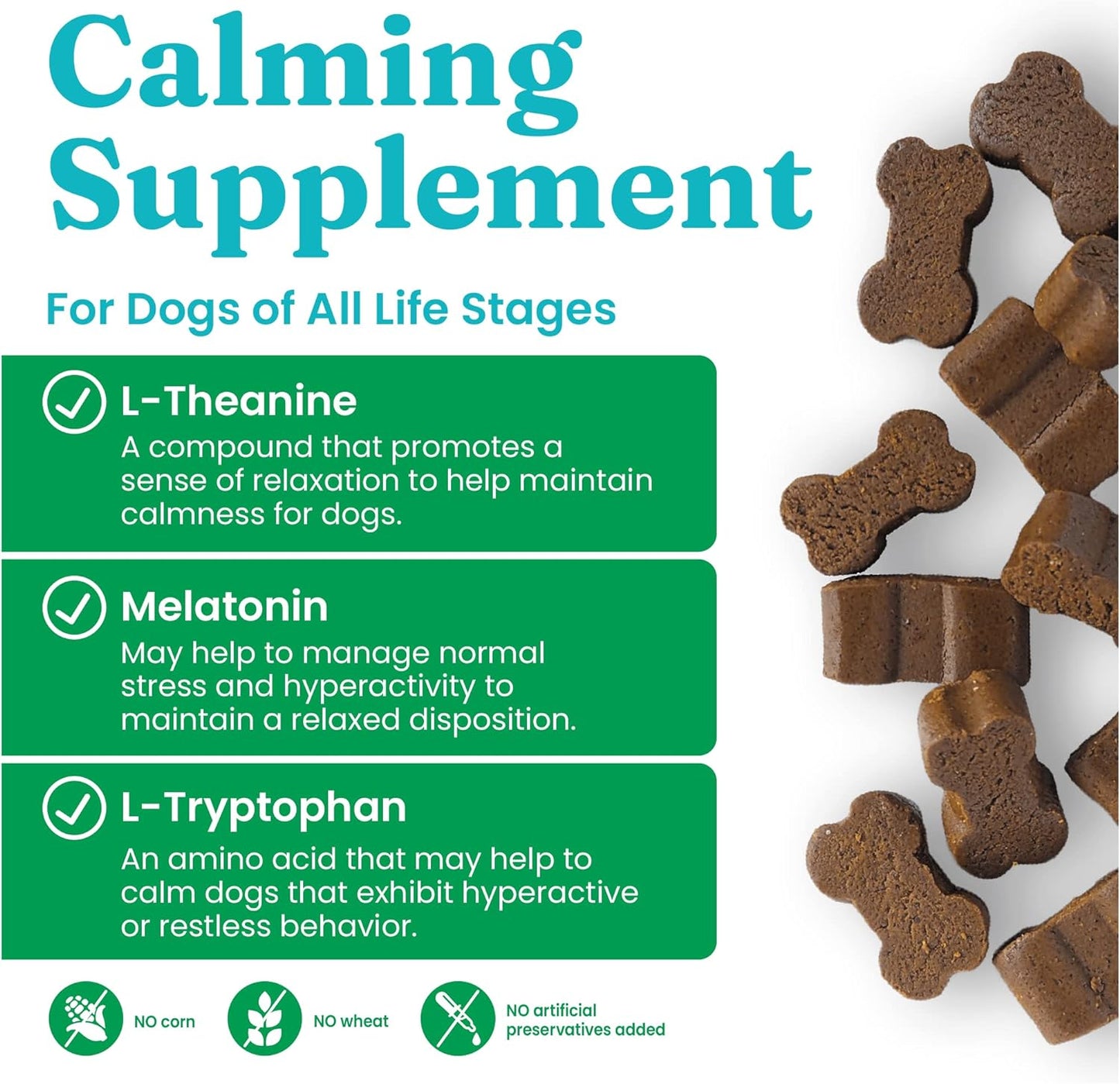 Solid Gold Calming Chews for Dogs - Dog Calming Chews W/Melatonin for Separation, Stress & Hyperactivity Relief - Supports Relaxation for Travel, Fireworks & Storms - All Ages & Sizes - Bacon - 60ct