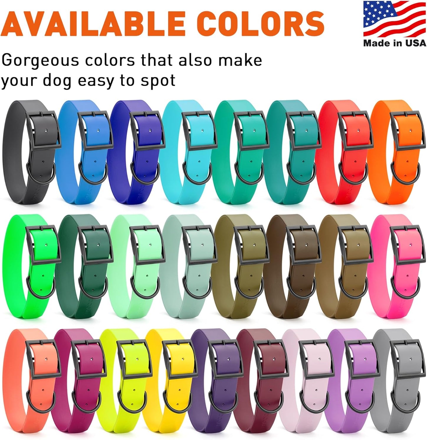 Dogline Biothane Waterproof Dog Collar Strong Coated Nylon Webbing with Black Hardware Odor- Proof for Easy Care Easy to Clean High Performance Fits Small Medium or Large Dogs, Lemon Yellow