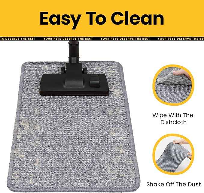Cat Scratcher Mat,Natural Sisal Cat Scratch Pad with Hook&Loop Tape,Horizontal Floor Kitty Scratching Pads Rug for Indoor,Cat Furniture Protector for Couch&Carpets&Sofas, Medium, Grey, 2 Pack