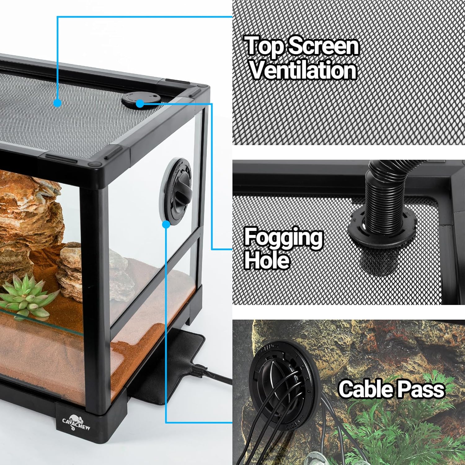 Double Stacked Reptile Tank, 30" x 12" x 32" Tall Reptiles Terrarium, Front Opening, Full Vision, Knock Down, 2 Pack 20 Gallon Glass Cage for Reptile, Bearded Dragon, Lizard, Snake, Gecko - FurryFun