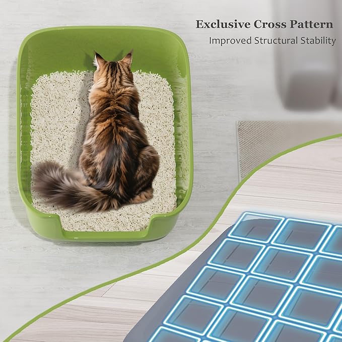 Vealind Large Cat Litter Box High Sided Entry Cat Litter Pan 50 x 40 x 22 CM, Anti-Splashing Deep Tall Cat Boxes for Indoor Cats Basics Kitty Litter Box (Grey)