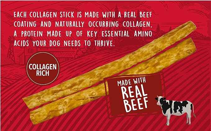 Healthy Chewers, Natural Collagen and Beef Sticks for Dogs, High Protein and Limited Ingredient Dog Chews, 100 Count (Pack of 2)