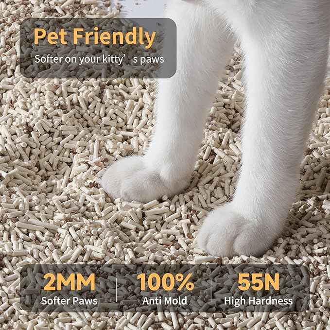 FUKUMARU Tofu Cat Litter, 12 LBS Clumping Cat Litter, Dust Free, Natural, Unscented, Flushable, Lightweight, Low Tracking, Mixed Apple Wood, 24/7 Odor Control, 6 lb x 2 Bags