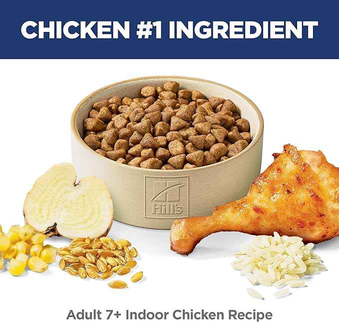 Hill's Science Diet Adult 7+ Indoor Dry Cat Food, Chicken, 15.5 lb. Bag