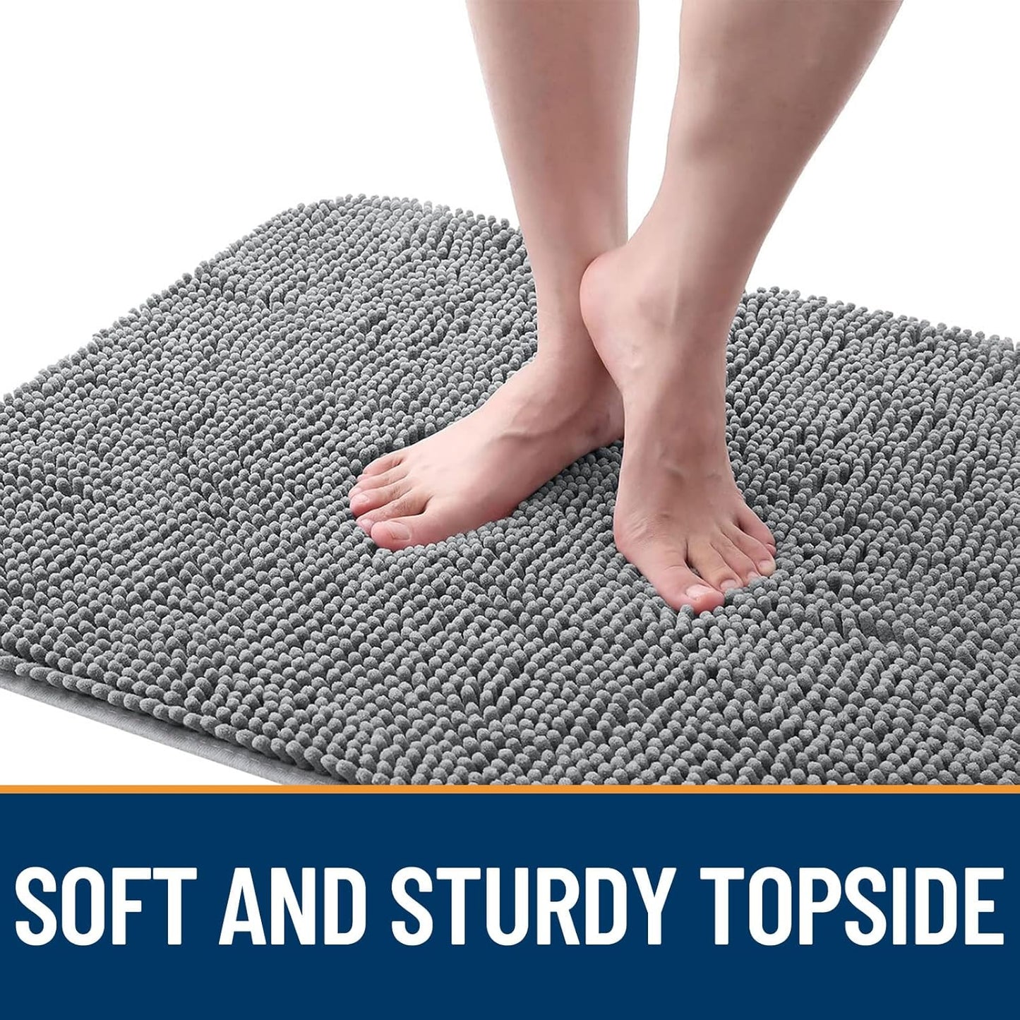 OLANLY Dog Door Mat for Muddy Paws 47x24, Absorbs Moisture and Dirt, Absorbent Non-Slip Washable Doormat, Quick Dry Chenille Mud Mat for Dogs, Entry Indoor Entryway Carpet for Inside Floor, Grey