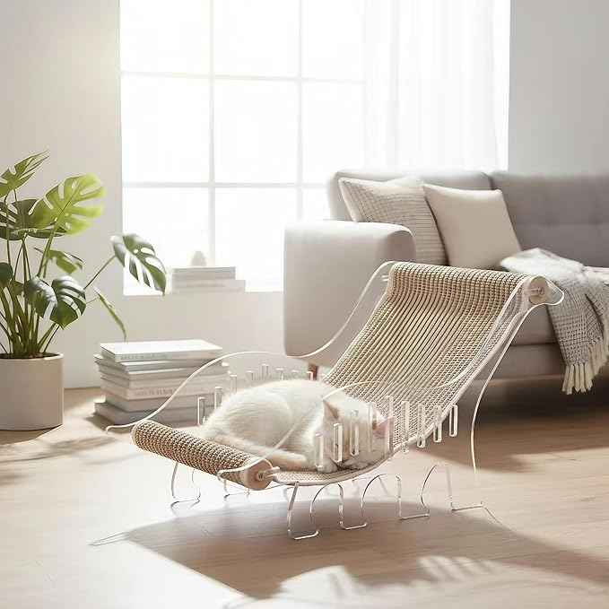Cat bed for indoor cats cat scratcher bed adjustable acrylic pet bed and pet sofa with sisal - cute dinosaur shape for all small and medium-sized pets and small dog, pet furniture & pet hammock