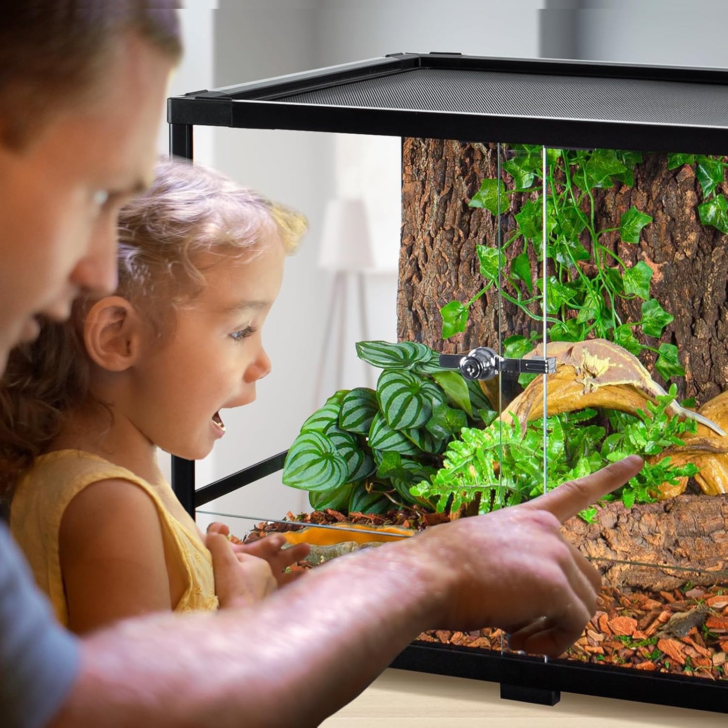 67 Gallon Reptile Tank, Glass Reptiles Terrarium 48" x 18" x 18", Sliding Door, Top Ventilation, Cable Pass, Humidify Hole, Large Reptile Cage Habitat for Bearded Dragon, Lizard, Snake, Gecko - FurryFun