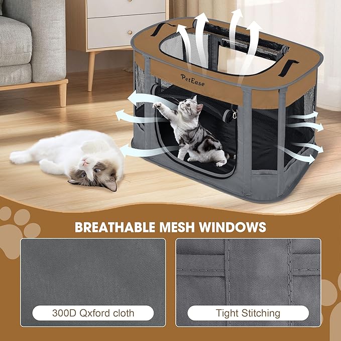 Portable and Foldable Cat Playpen Dog Playpen Small Animal Playepn with Waterproof Bottom, Foldable Pet Cage for Rabbit Puppy Hamster, Indoor/Outdoor Use