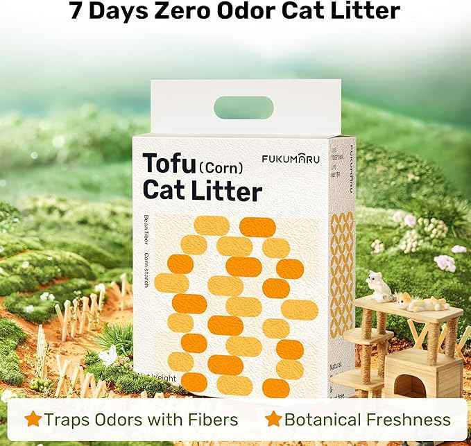 FUKUMARU Tofu Cat Litter - Natural, Unscented, Dust Free, Quick Clumping, 8lb x 2 Bags