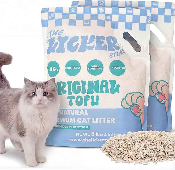 CLR3008A-SET2 Ultra Absorbent Fast Clumping, Flushable, Natural Ingredient, Odor Control, Low Dust and Low Tracking Tofu Cat Litter, 8 LBS x 2 Bags