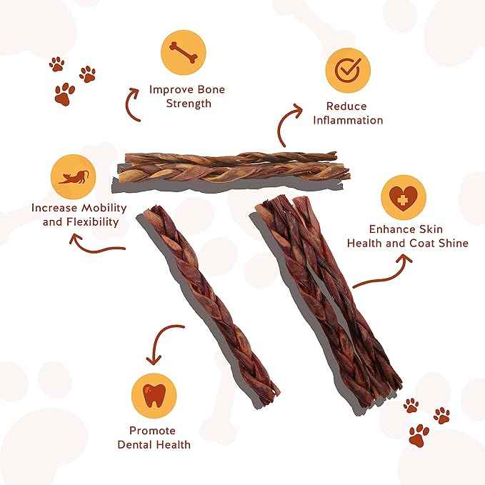 Jack&Pup 12" Braided Beef Collagen Sticks for Dogs - Rawhide Free Dog Chews Long Lasting Collagen Chews for Dogs - Bully Sticks Alternative (8 Pack)