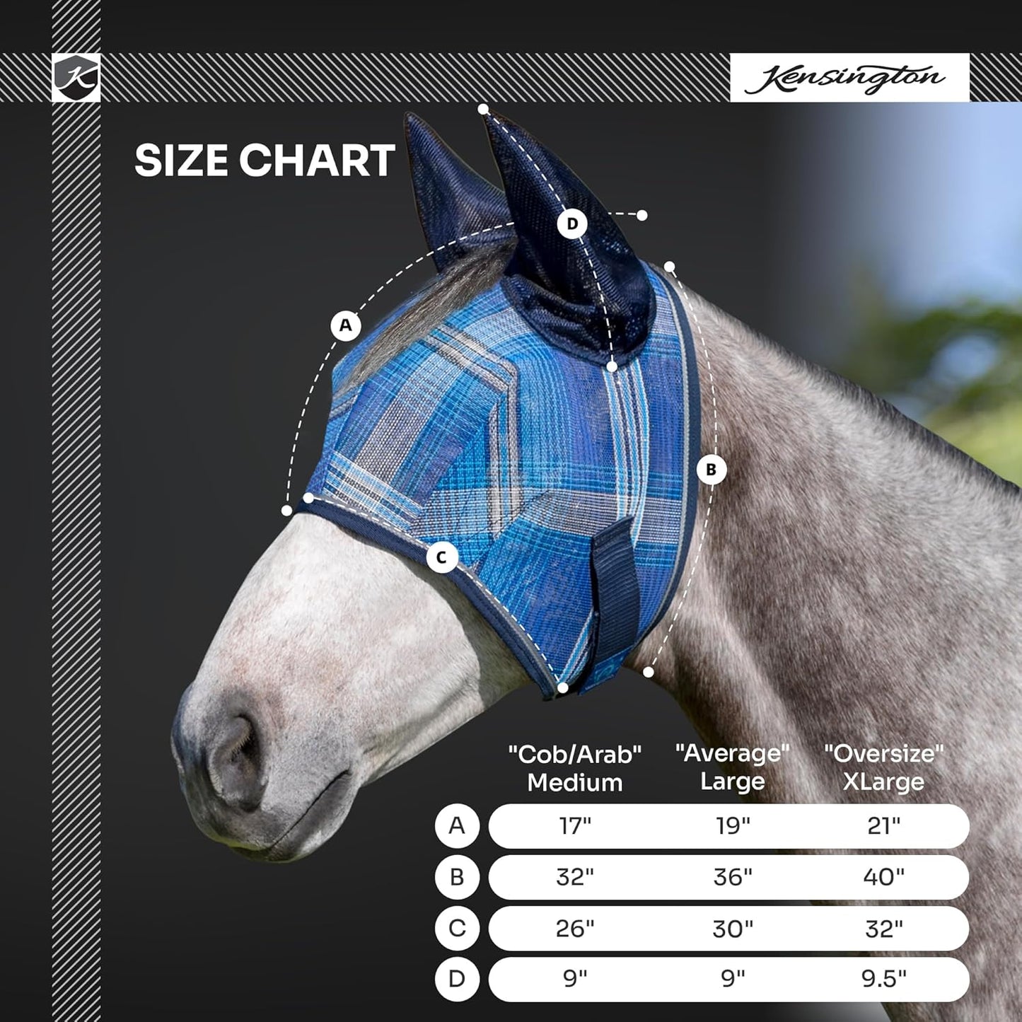 Kensington Signature Fly Mask w/Web Trim Soft Mesh Ears & Forelock Opening Size: XL-Lrg.Horse Color: 165 - Merlot
