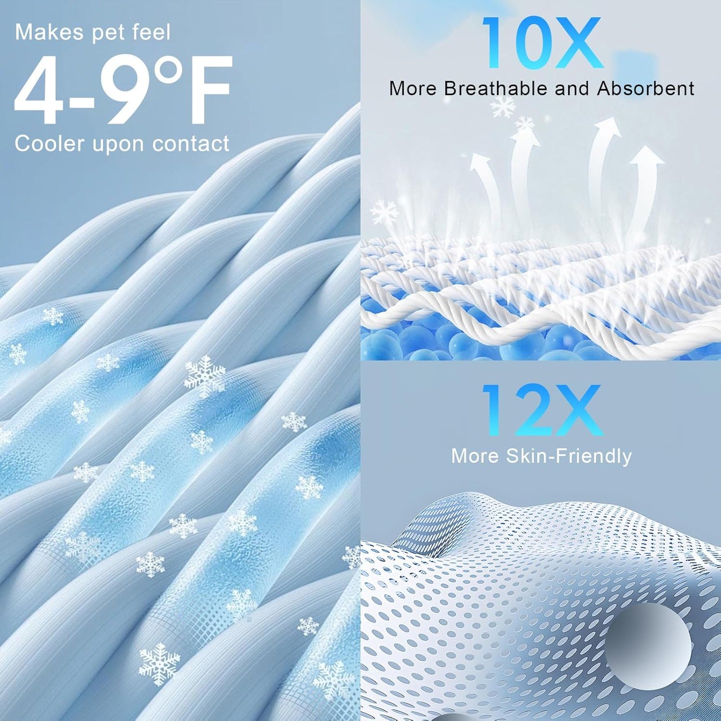 BEAUTYZOO Upgraded Dog Self Cooling Mat Ice Silk Chill Pads for Small Medium Large Dogs Q-MAX＞0.43- Summer Reusable Pet Training Pad - Absorbent Non-Slip Cool Mat for Kennels, Crates, Beds, 28" x 47"