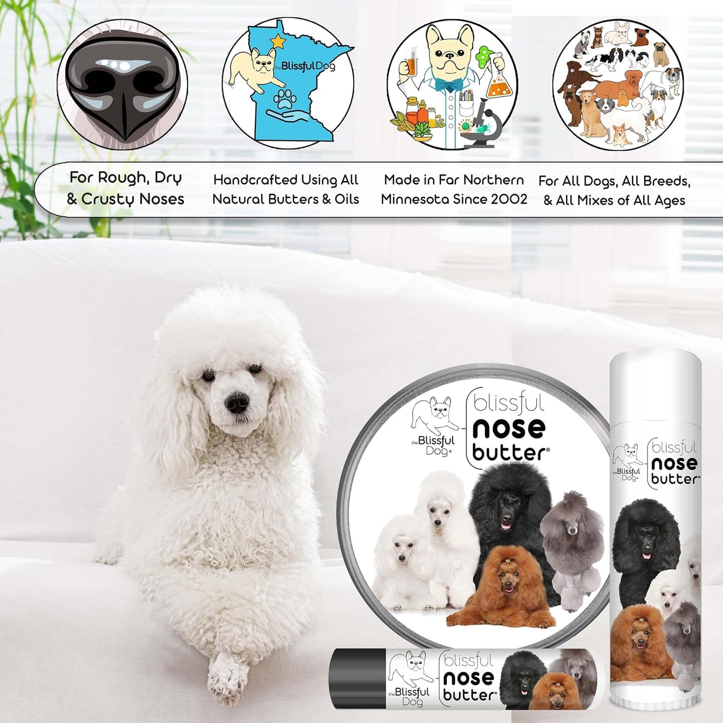 The Blissful Dog Poodle Unscented Nose Butter - Dog Nose Butter, 0.50 Ounce