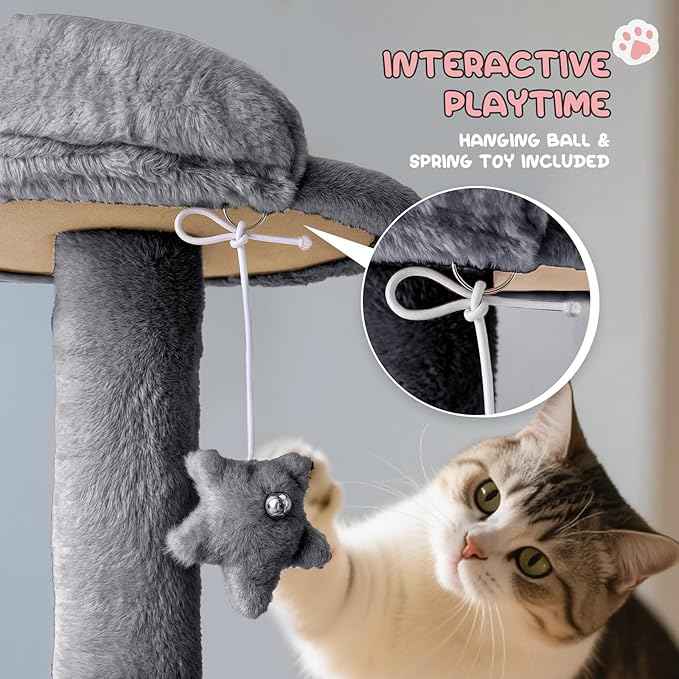 MoNiBloom 77 Inch Cat Tree Tower for Indoor Cats Large Adults, Tall Cat Tower with Scratching Post, Multi-Level Furniture Activity Center with Cat Condo Pet Play House, Smoky Grey