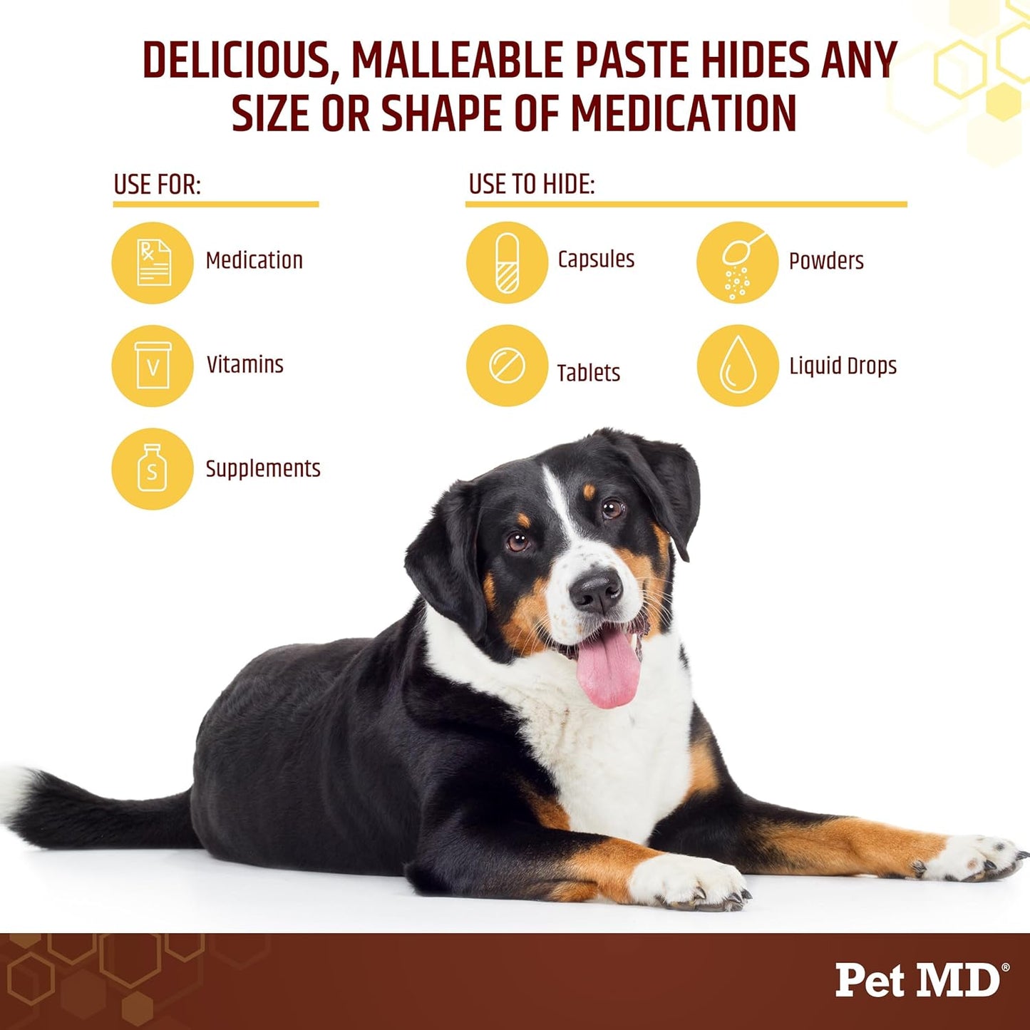 Pet MD Wrap-A-Pill with Dog Probiotics - Pill Wrap for Dogs Medicine - Easy-to-Use Paste to Hide Capsules, Create Pockets and Treats for Dogs - Cheese & Bacon (4.2oz)