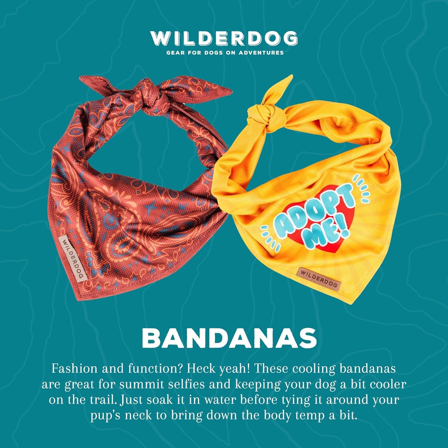 Wilderdog Dog Bandana with Lightweight Quick Drying Poly-Blend Mesh Material in Alpenglow