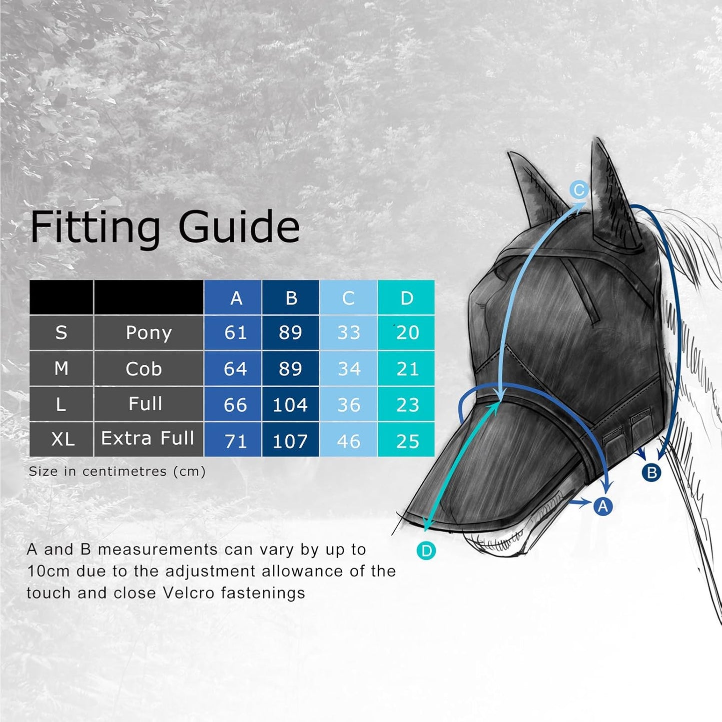 Harrison Howard CareMaster Horse Fly Mask Half Face with Ears Silver/Blue Retro Medium Cob