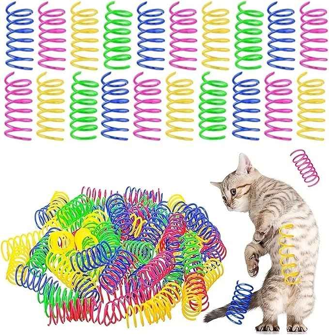 Cat Spring Toy 500PCs Colorful Plastic Spring Coils Attract Cats Cat Accessories for Indoor Cats for All Breeds