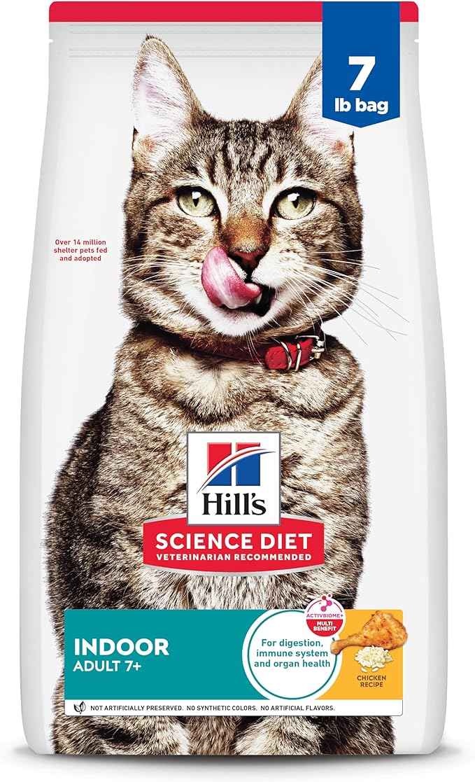 Hill's Science Diet Adult 7+ Indoor Dry Cat Food, Chicken, 7 lb. Bag