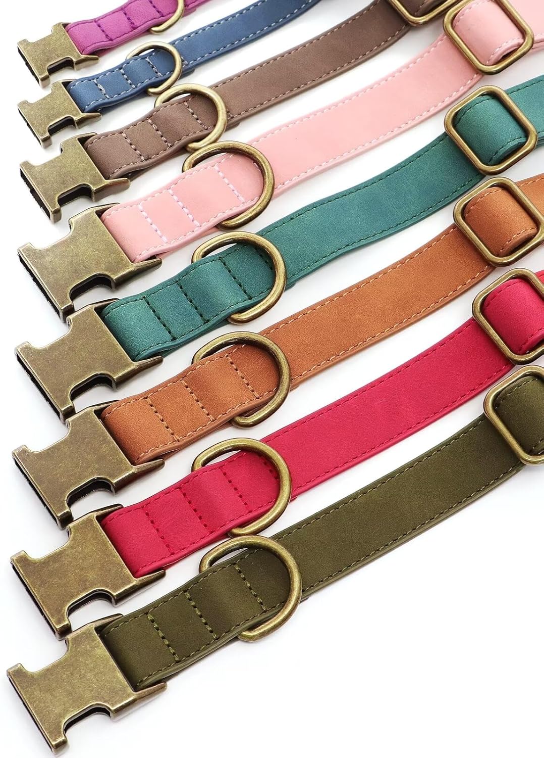 Didog Soft PU Leather Dog Collar, Stylish Quick Released Dog Collars for Small Dogs, Easy Clean Adjustable Pet Collar for Daily Walking, Dark Green, S Fit 10-16" Neck