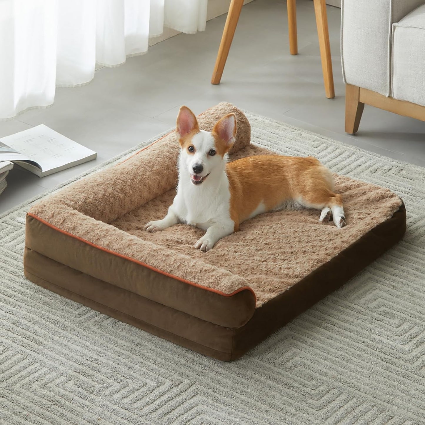 BFPETHOME Orthopedic Dog Beds for Large Dogs-Waterproof Sofa Dog Bed with Removable Washable Cover, Big Pet Bed with Waterproof Lining and Nonskid Bottom,Pet Bed for Large Dogs
