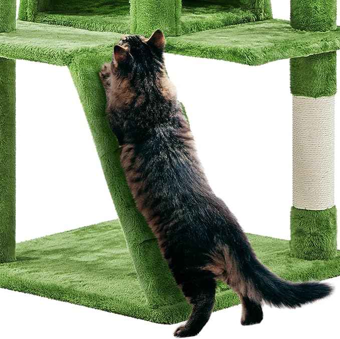Yaheetech 62in Cat Tree Cat Tower for Indoor Kittens, Pet Furniture w/Double Condo, Scratching Posts, Multiple Platforms and Balls for Kitty, Green