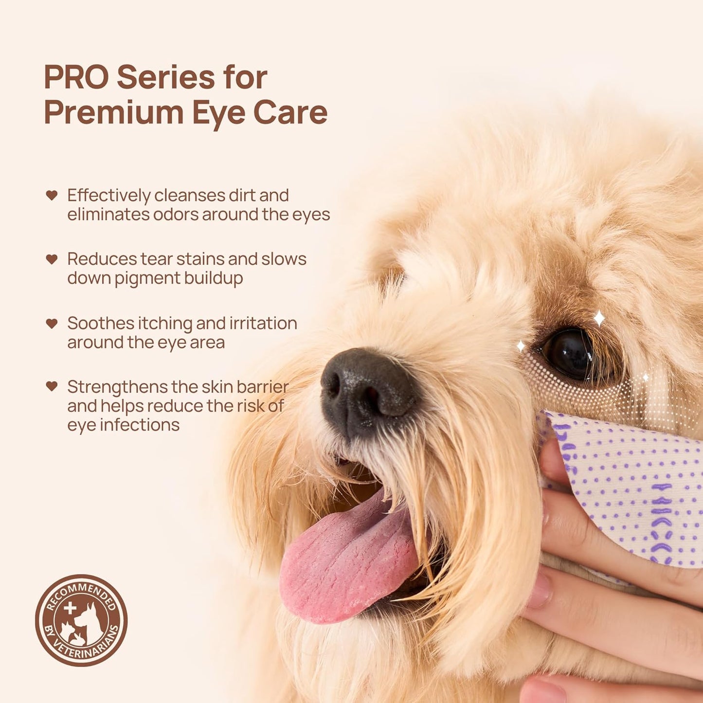 HICC PET Eyes Wipes for Dogs & Cats Upgraded Pro Version, Vet-Recommended Dog Eye Wipes Hypoallergenic, Dog Tear Stain Remover, Remove Debris, Mucus & Discharge - 100ct, Unscented