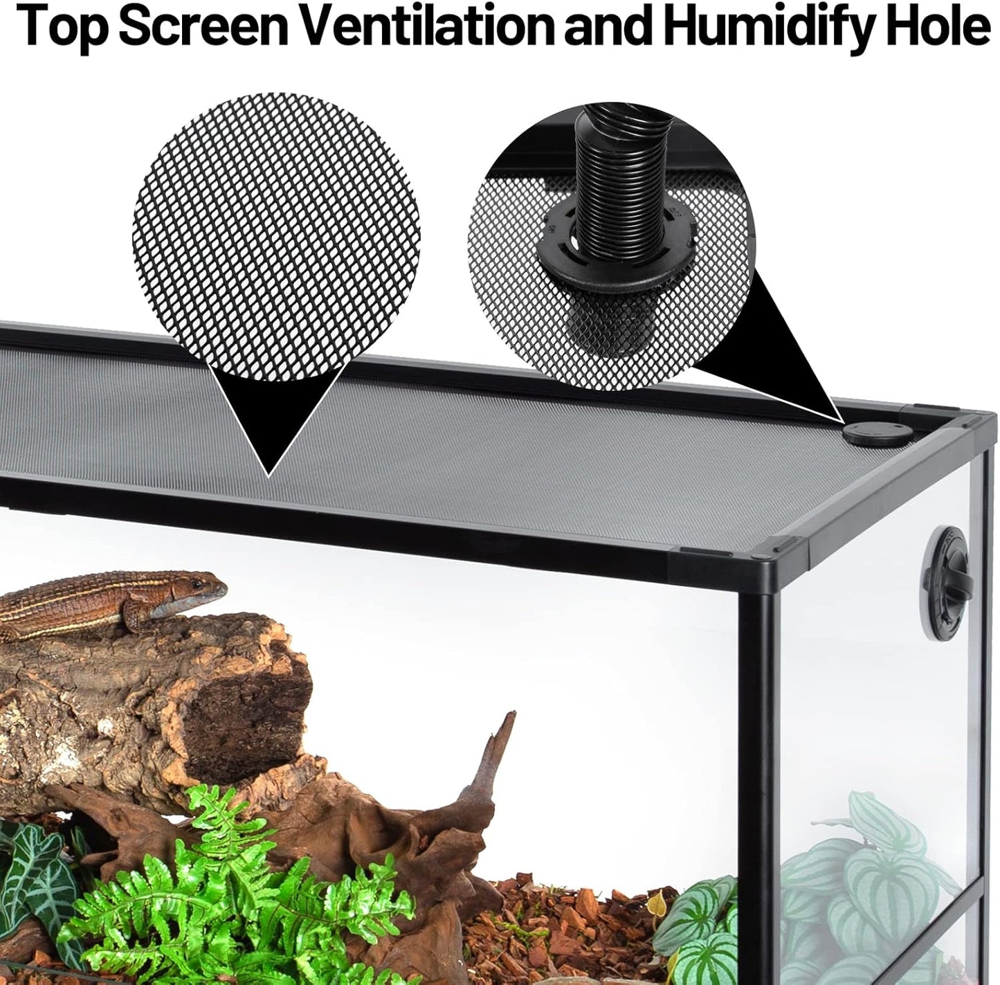 67 Gallon Reptile Tank, Glass Reptiles Terrarium 48" x 18" x 18", Sliding Door, Top Ventilation, Cable Pass, Humidify Hole, Large Reptile Cage Habitat for Bearded Dragon, Lizard, Snake, Gecko - FurryFun