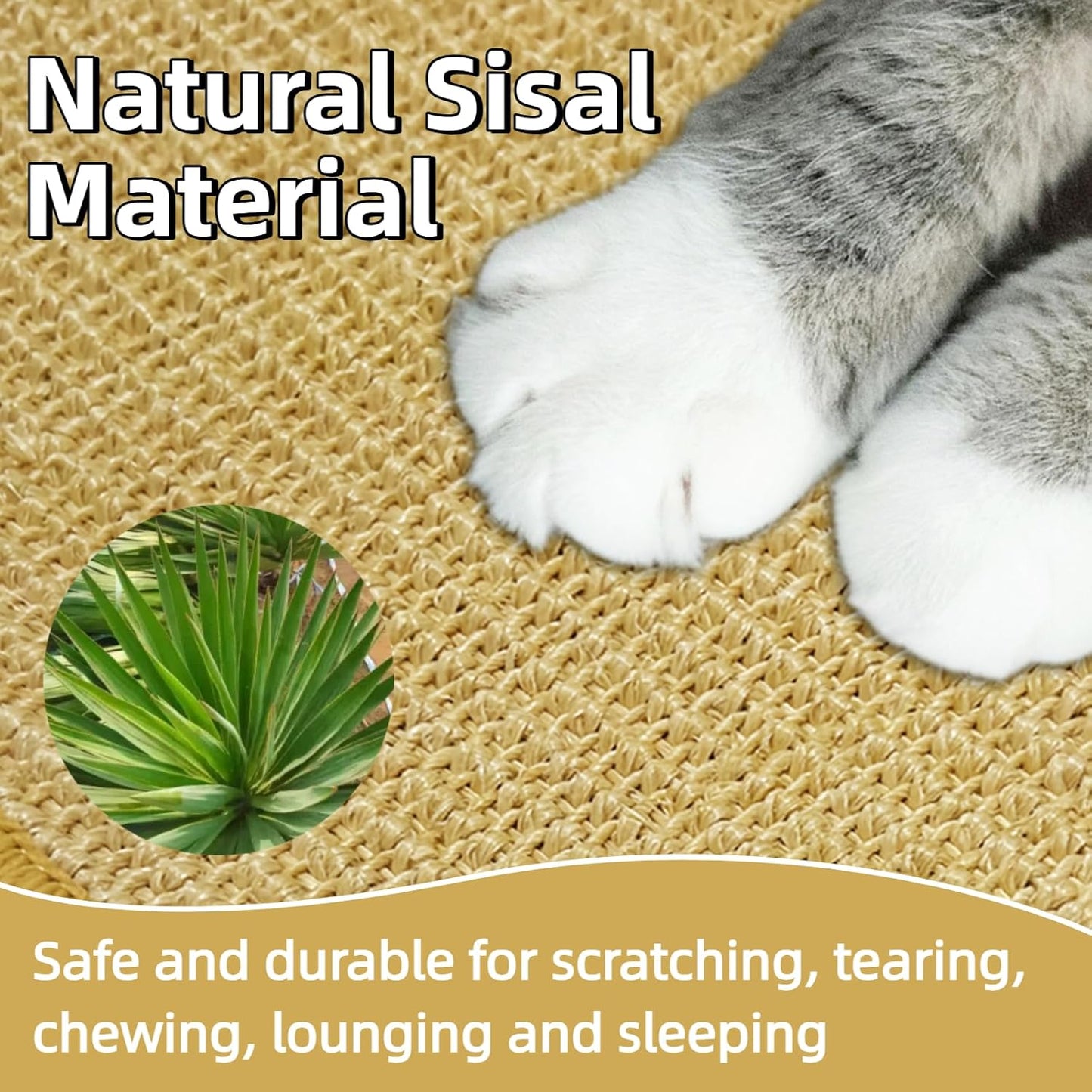 DYAUS Bunny Scratch Pads, Natural Sisal Rabbit Scratching Mats for Claws and Teeth Care, Indoor Bunny Chew Toys Bunny Bed for Biting Sleeping Nesting (3PCS, 16x12in)