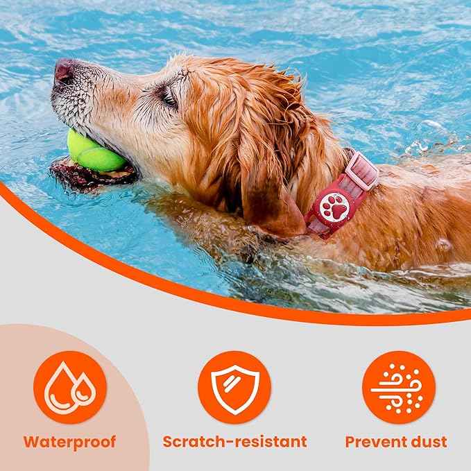 Waterproof Airtag Dog Collar Holder for Apple Air Tag, Silicone Dog Airtag Holder for Dogs & Cat Collars(Orange)