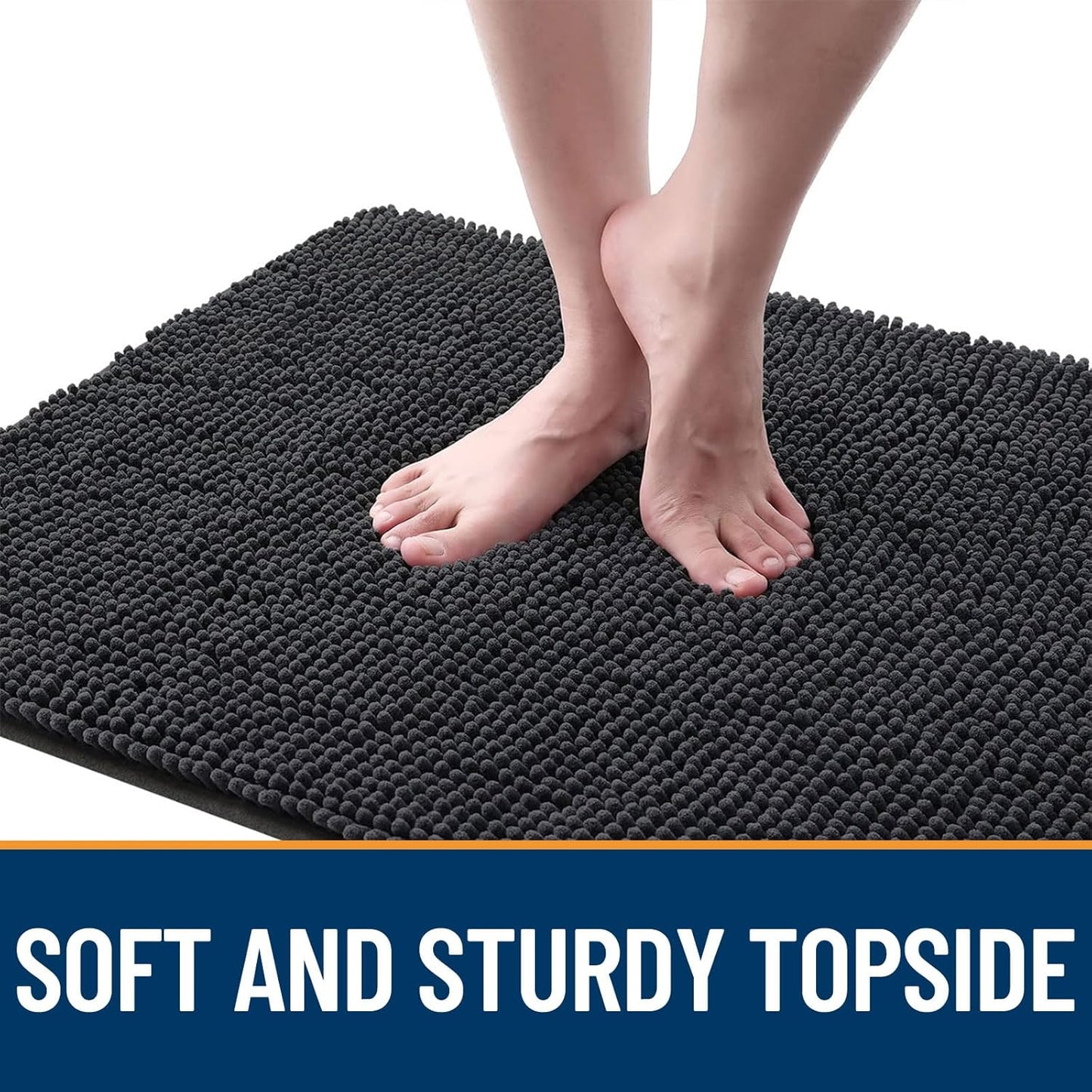 OLANLY Dog Door Mat for Muddy Paws 48x30, Absorbs Moisture and Dirt, Absorbent Non-Slip Washable Doormat, Quick Dry Chenille Mud Mat for Dogs, Entry Indoor Entryway Carpet for Inside Floor, Dark Grey