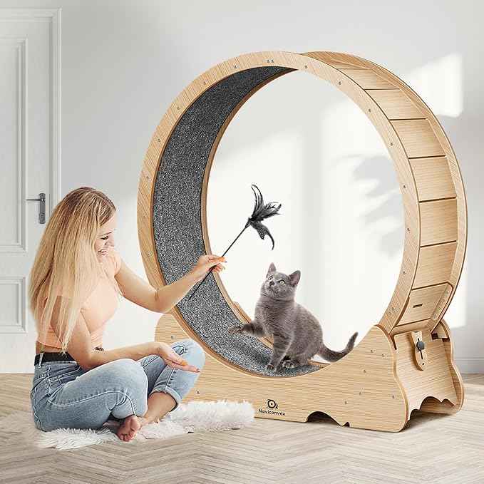 Cat Wheel, 53" XXL Large Cat Treadmill for Indoor Pets, Cats Exercise Running Wheel with Detachable Carpet, Quiet and Sturdy, Suitable for Most Cats Running/Walking/Training
