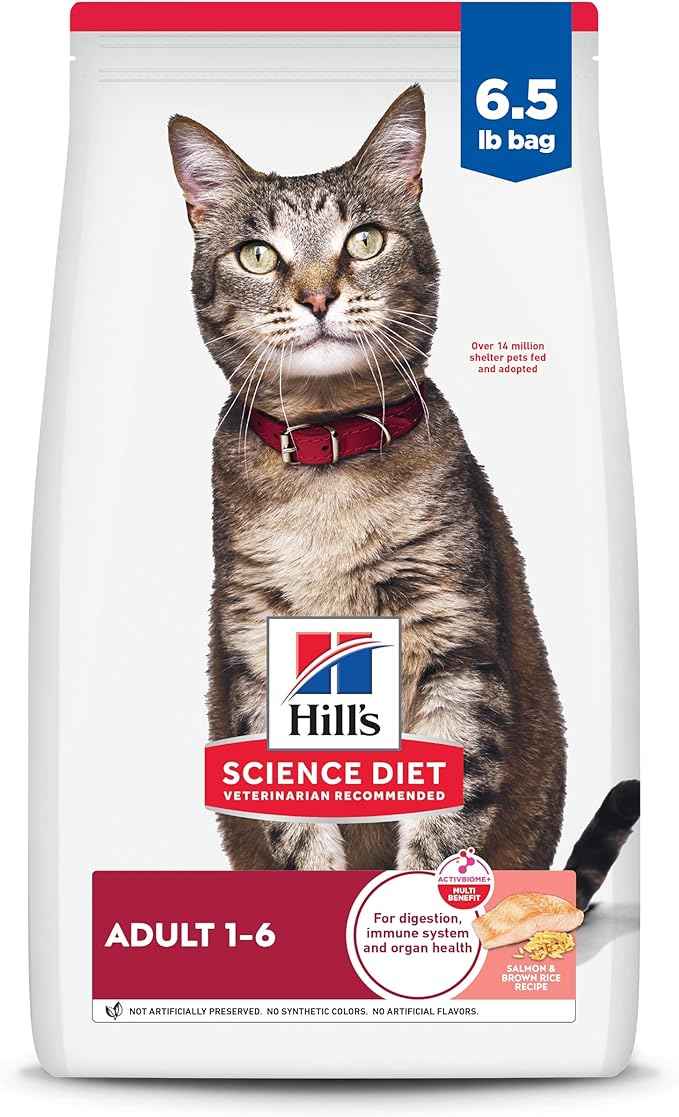 Hill's Science Diet Adult 1-6 Dry Cat Food, Salmon & Brown Rice, 6.5 lb. Bag