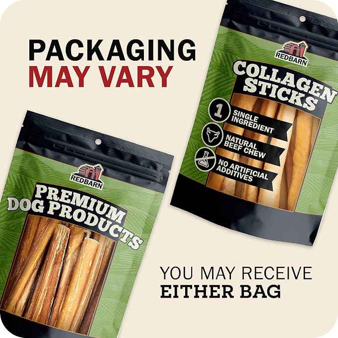 Redbarn Pet Products Natural Large Collagen Sticks for Dogs - Long Lasting Alternative to Traditional Rawhide & Bully - Supports Joint, Skin, & Coat Health - Case of 35