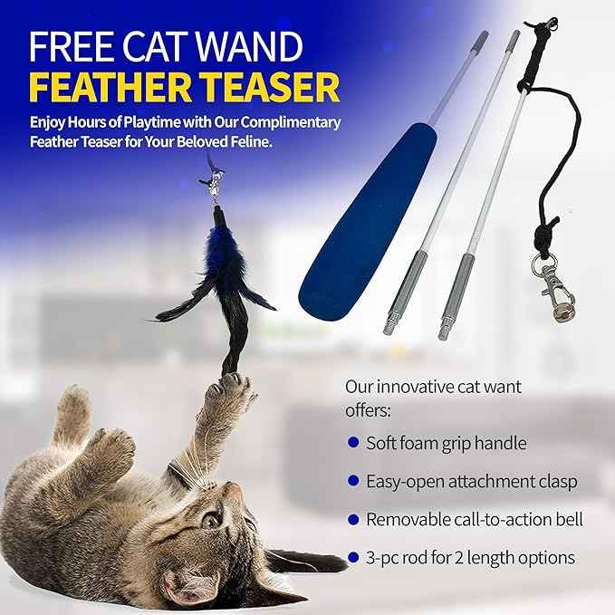 Pet Fit For Life Extra Large Cat Carrier for Travel - Foldable & Portable Collapsible Kennel with Litter Box, Feather Toy & Water/Food Bowl - Ideal for Cars, Long Trips & Indoor Cats - Blue Checkers