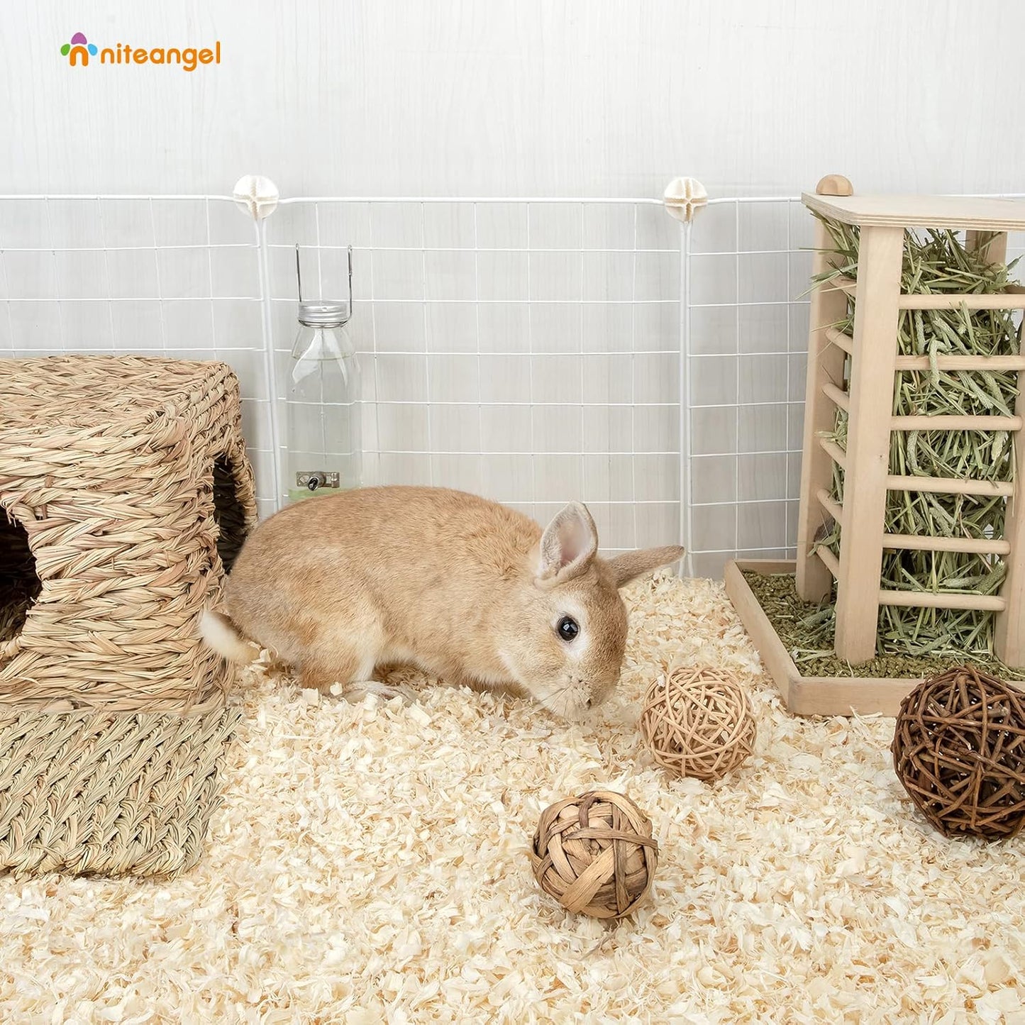 Niteangel Aspen Shaving Hamster Beddings for Syrian Dwarf Hamster Gerbil Mice Degu Rat Rabbit Bunny Guinea Pig Chinchilla Hedgehog or Other Small Pets (65L - 4mm)