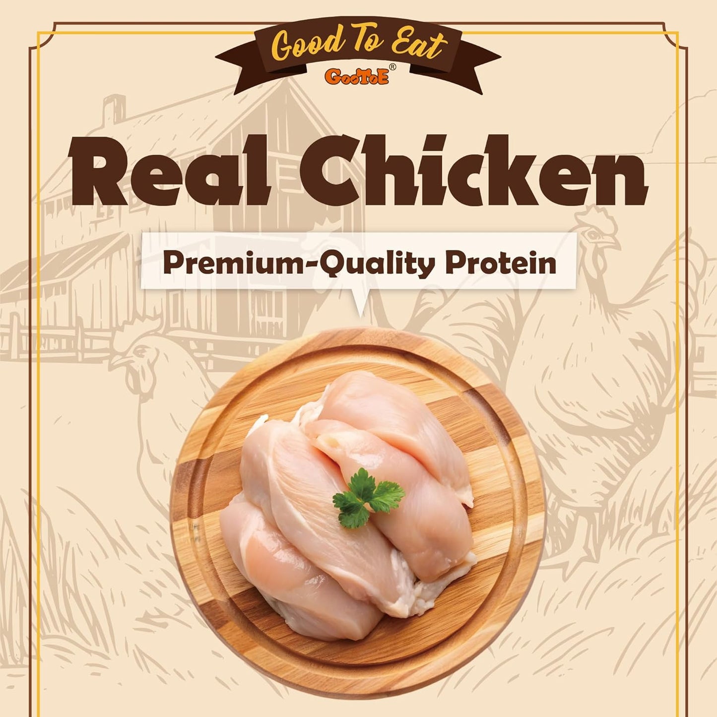Gootoe Chicken Chips 1lb, All Natural, Grain-Free, High-Protein, Low Fat, Healthy & Easily Digestible, Soft Texture