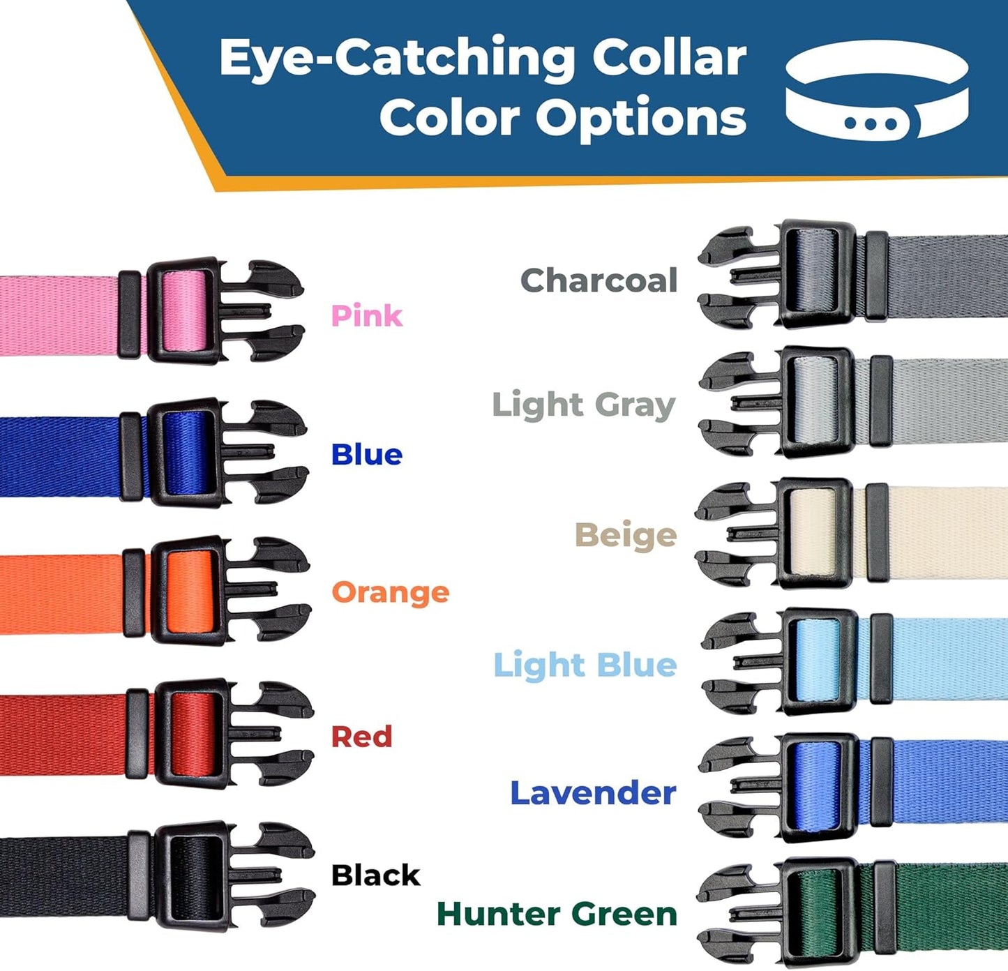 GoTags Personalized Dog Collar with Nameplate, Adjustable Dog Collar with Custom Engraved Slide On Pet ID Tag in Stainless Steel, Silent, No Noise Dog Tag (Light Gray, Large)