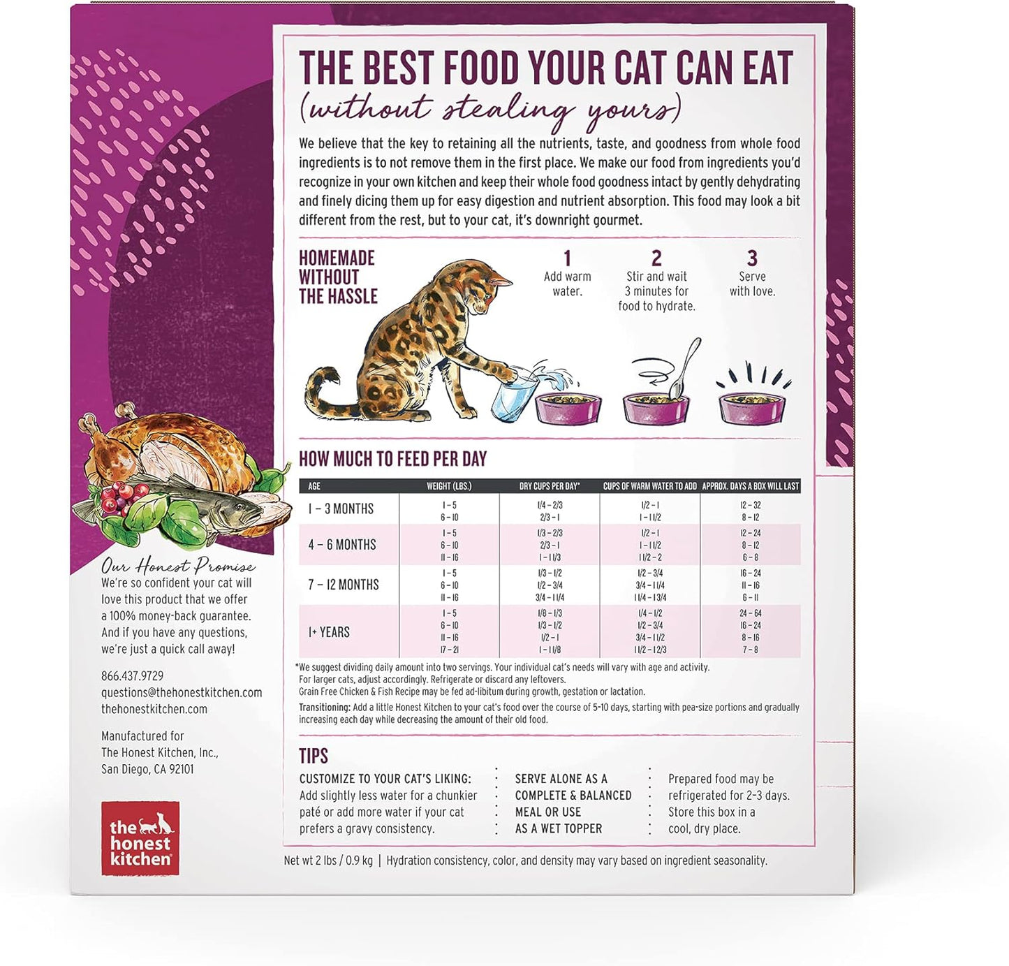 The Honest Kitchen Dehydrated Grain Free Chicken & Fish Cat Food, 2 lb Box
