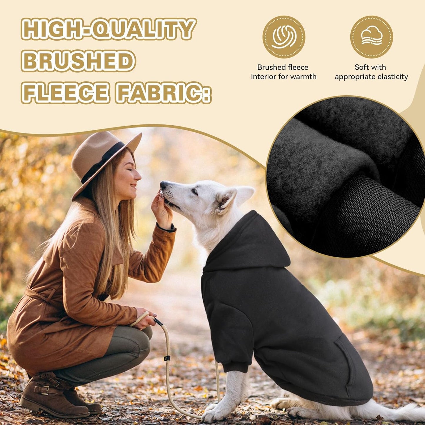 Dog Sweaters for Large Dogs Dog Hoodie Fleece Sweater Soft Clothes Sweatshirt with Pocket Hoodie for Large Dogs(Black&XL)