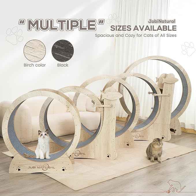Cat Exercise Wheel, 35.9" Cat Running Wheel for Indoor Cats with Quiet Carpeted Runway, Cats Treadmill Wheels with Locking Mechanism, Cat's Weight Loss and Health - Black