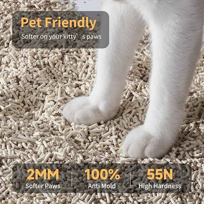 FUKUMARU Tofu Cat Litter, 18 LBS Clumping Cat Litter Flushable, Dust Free, Natural, Unscented, Lightweight, Low Tracking, Mixed Apple Wood, 24/7 Odor Control, 6lb x 3bags