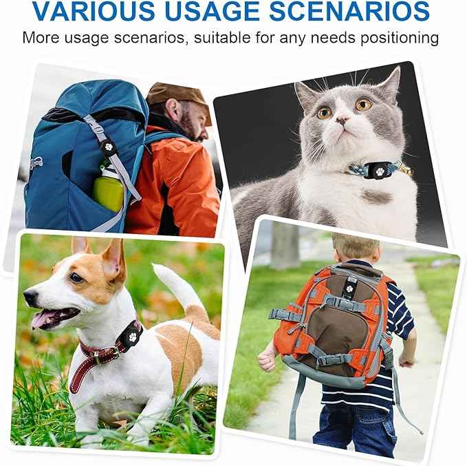 Smart Pet Tracker for Collar - Dog Trackers Pet Location Tracker with Holder, No Monthly Fee, Compatible with Apple Airtag Find My (iOS Only, Not for Android), Anti-Lost Device for Pets, Bag Straps